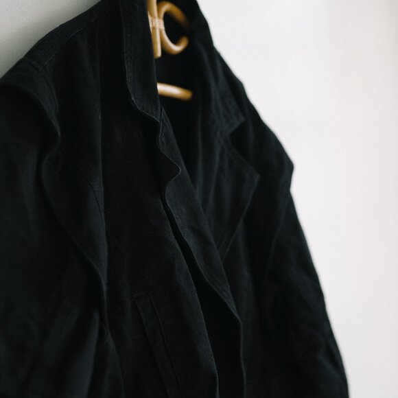 Shein Oversized Cropped Black Denim Jacket - Picture 2 of 3